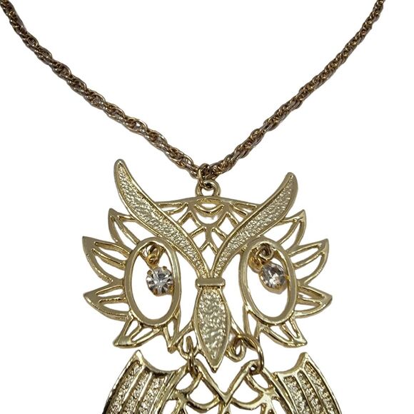 Golden Owl Articulated Pendant Necklace - Picture 3 of 3